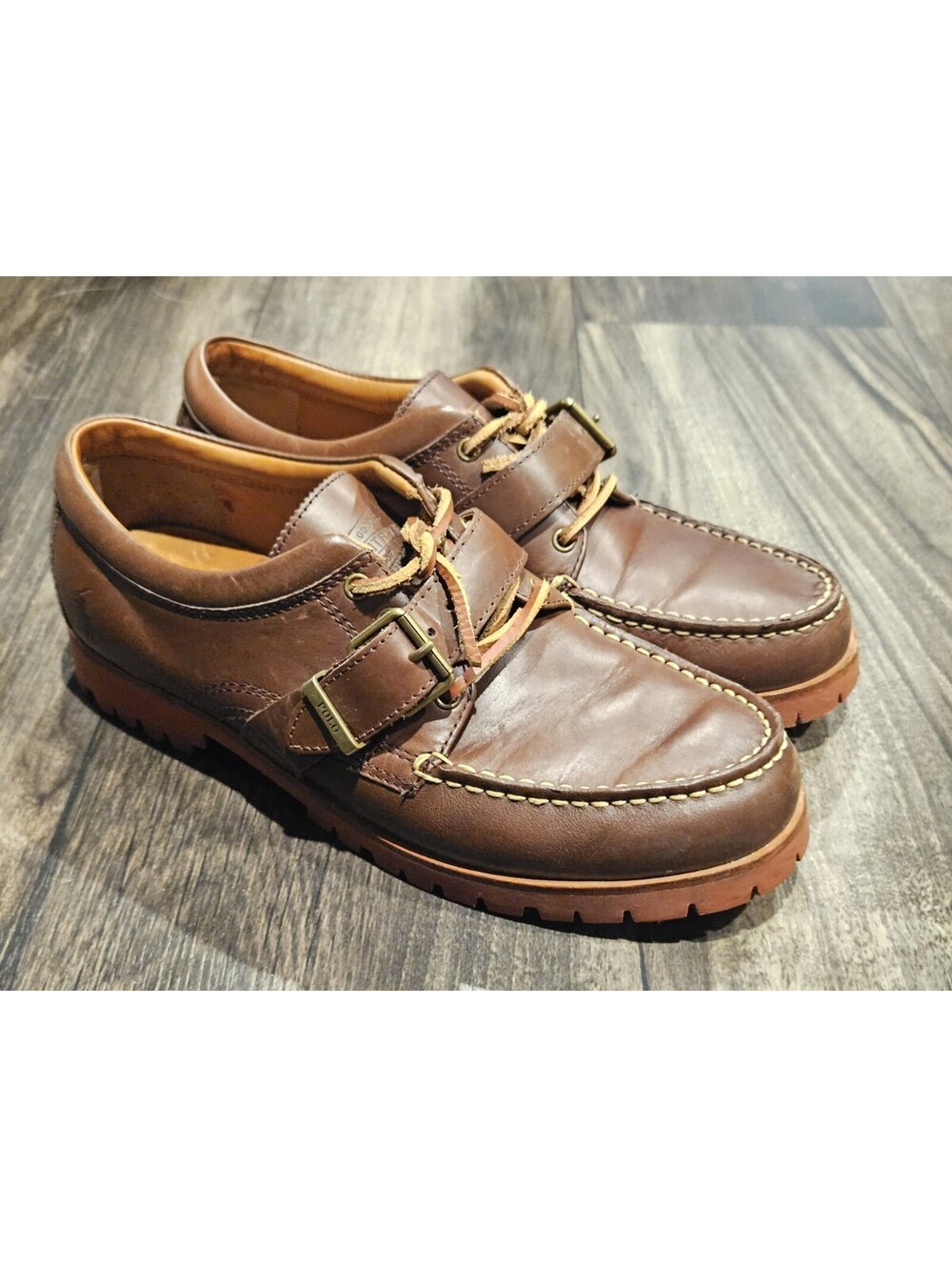 Polo Ralph Lauren Brown Cow Leather Boat Shoes Ranger Polo Country Low Mens 10